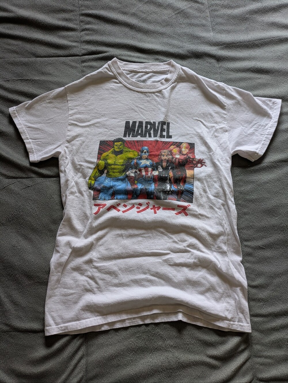 Mens Marvel White T‑Shirt with Multicolor Avengers Print